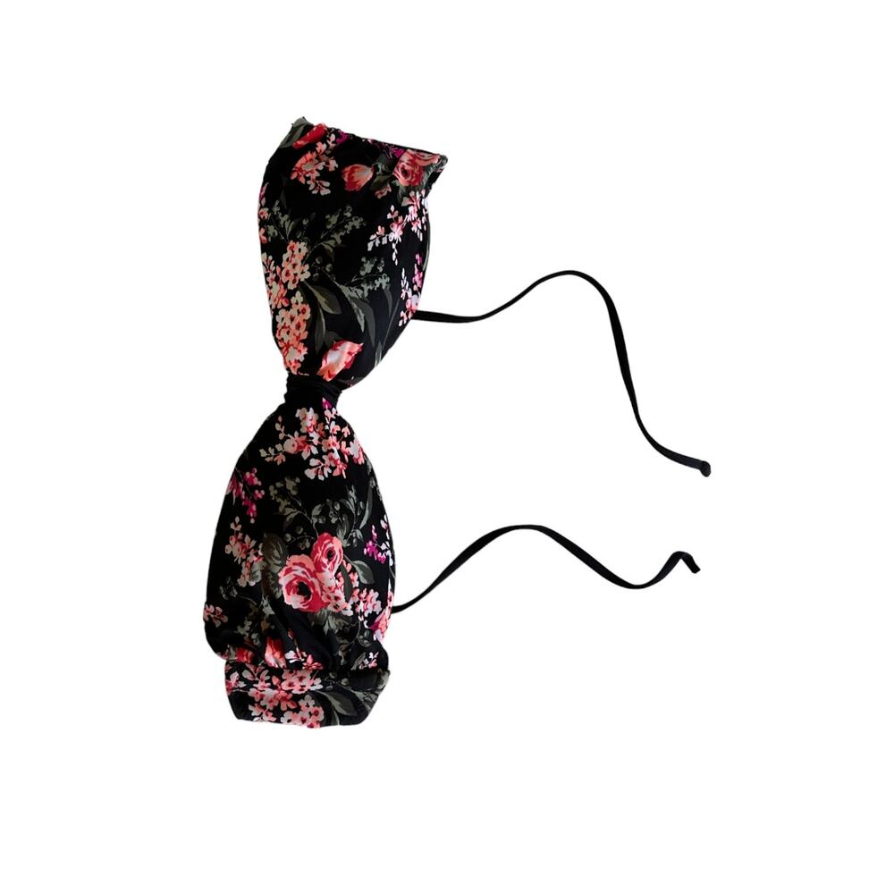 Mossimo Black Foral Padded Halter Bikini Top Women's Large